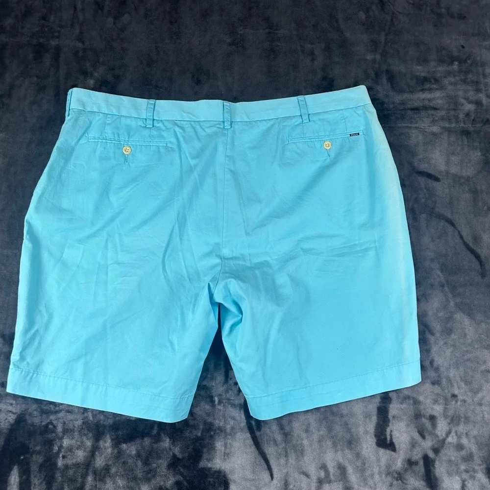 Polo Ralph Lauren Chino Shorts Mens 42 Blue Pima Cotton Flat Front Classic Fit‎
